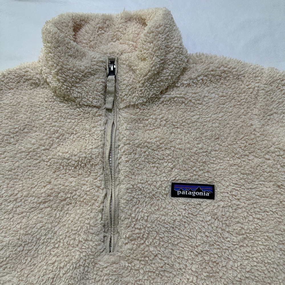 Patagonia Los Gatos 1/4 Zip Fleece Pullover L Cream Sherpa Granola Neutral Cabin